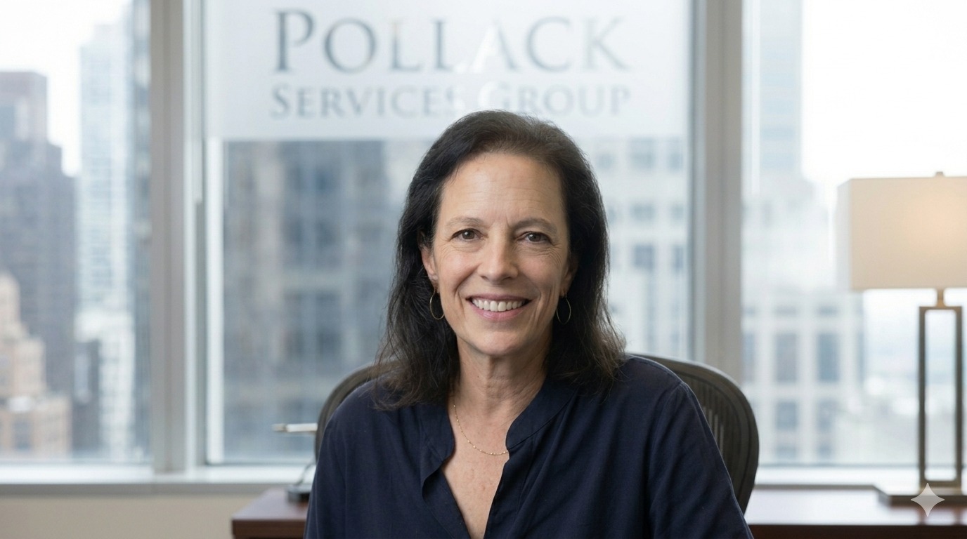 Lynn Pollack, President of Pollack Services Group, at her Larchmont office